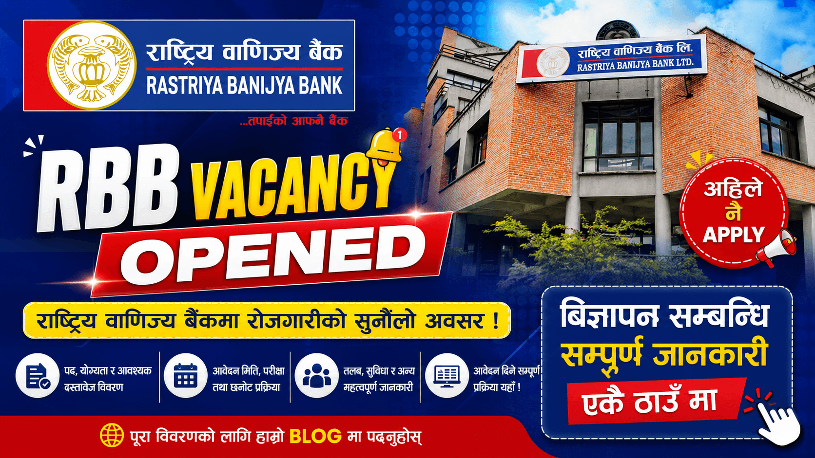 RBB Vacancy 2083: राष्ट्रिय वाणिज्य बैंकमा १४२ पदको खुला विज्ञापन — Online आवेदन खुल्यो